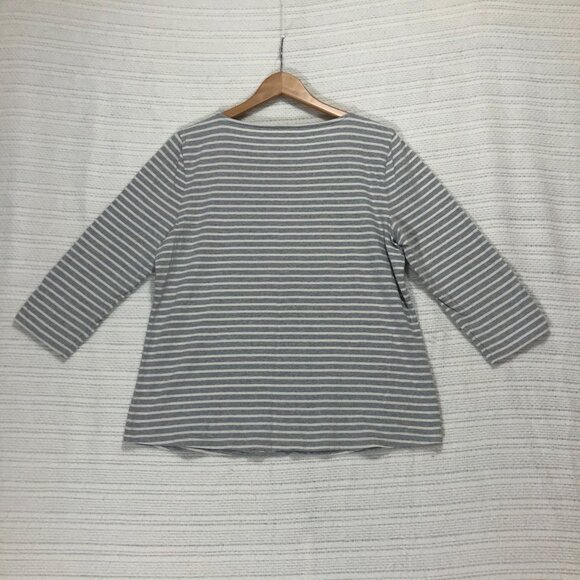 Talbots Gray Striped T-Shirt 3/4 Sleeve Sequined Cupcakes Women's Size Large - Picture 6 of 8